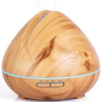 Adoric 400ml Cool Mist Humidifier Ultrasonic Aromatherapy Essential Oil Diffuser for Whole House and Office - 4 Timer Settings  2 Mist Modes  Color Changing Lights  Waterless Auto Shut-off  Wood Grain - B06XDY6GBP